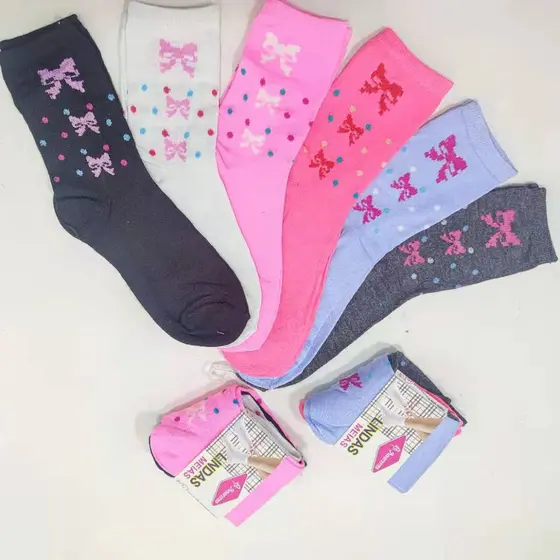 Kit 12 pares  Meia Feminina  Cano Longo  Colorida Sortidas
