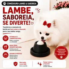 Comedouro Brinquedo Lamber Cachorro Gato Reduz Ansiedade Alimentador Interativo Lento Bolinha Giratória cachorro feliz