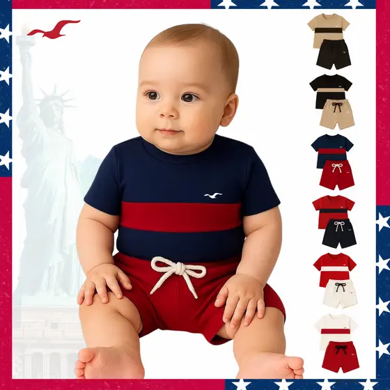 Conjunto Infantil Camiseta e Shorts I Bermuda Menino Bebê Kids