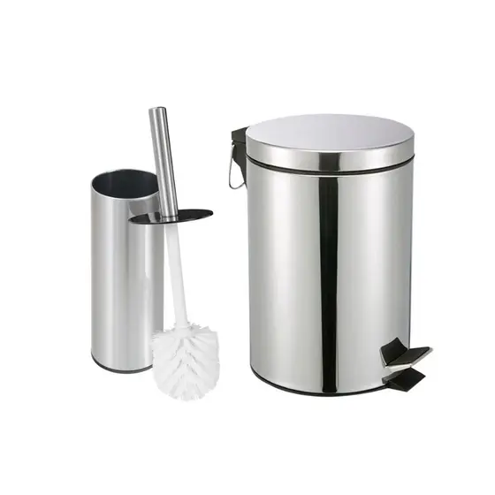 Lixeira 3/5L Escova Sanitária P/ Banheiro Luxo Chique Premium Inox Durável