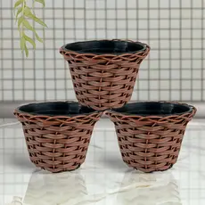 1/2/3 Vasos Cachepot Trançado Marrom Fibra Sintética Vime