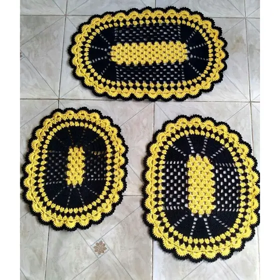 Kit de Banheiro 3 peças, tapetes de crochê para banheiro