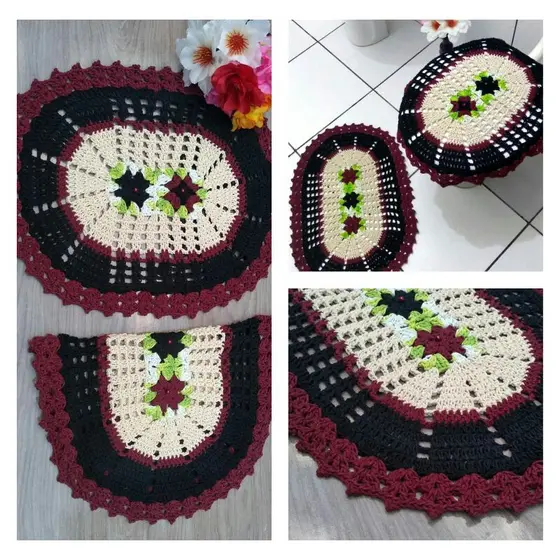 kit de Tapetes, Jogo de banheiro de crochê, 2 peças