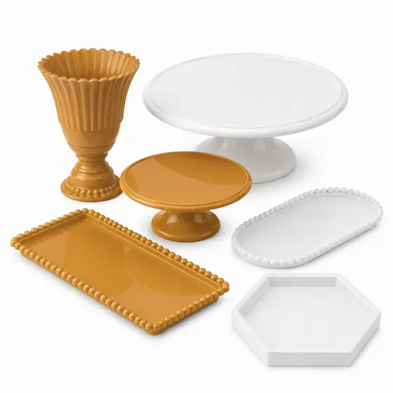 Kit Mesa Decorada Copa do Mundo 6 Peças Boleiras e Bandejas Luxo