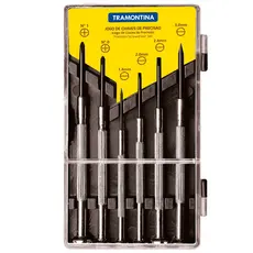 Chaves de Precisão Fenda e Phillips Tramontina com 6 Peças de 1,4 a 3mm e PH0 a PH1 41905/306
