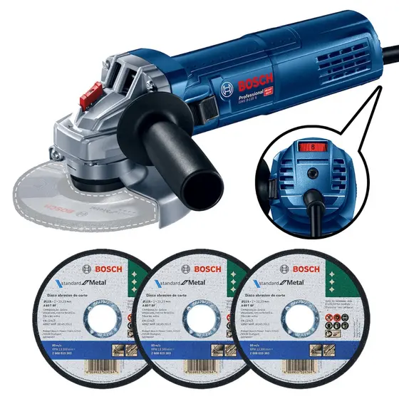 Esmerilhadeira GWS 9-125 S Controle de Velocidade com Discos