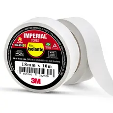 Fita Isolante Branca 10 Metros x 18mm Imperial Cores Uso Geral 3M