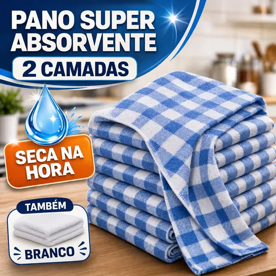 Kit 10 ou 5 Pano de Chão Grande Saco Duplo 45X75 CM Xadrez Alvejado Atacado Algodão
