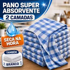 Kit 10 ou 5 Pano de Chão Grande Saco Duplo 45X75 CM Xadrez Alvejado Atacado Algodão