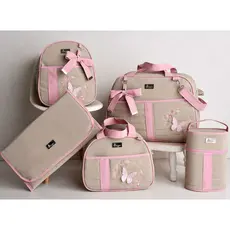 Kit Bolsa Maternidade 5 Peças Luxo Bebê Menina Borboleta Mala Enxoval Completa Luender Baby