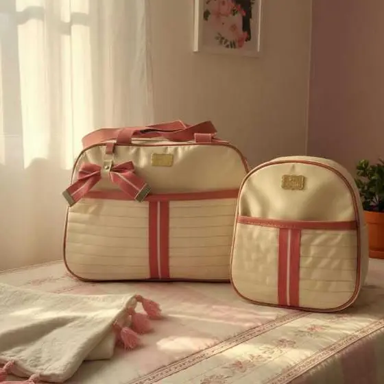Bolsa Maternidade Menino/Menina Mala de Luxo kit 2 Peças Completo Térmico Impermeável Luender Baby