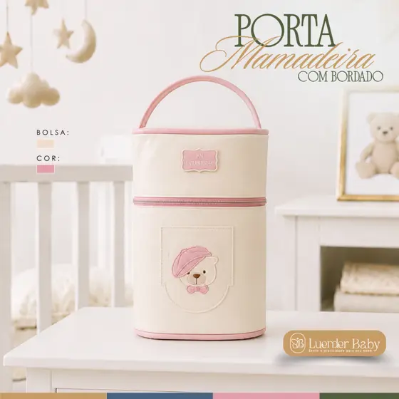 Porta Mamadeira de Ursinho Térmico Impermeável Luxo Luender Baby