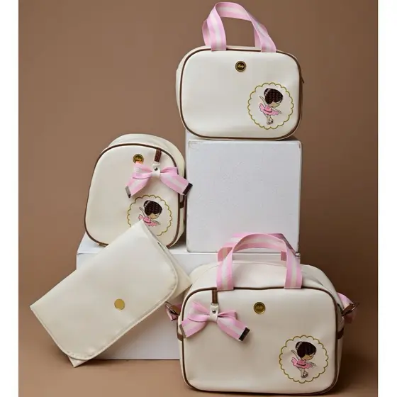 Bolsa Matérnidade Kit Mala de Luxo Térmica Impermeável Bailarina 4 Peças Luender Baby