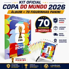 Álbum Copa do Mundo 2026 Oficial Panini Capa Mole-Kit Álbum Copa 2026 Oficial + 70 Figurinhas Panini