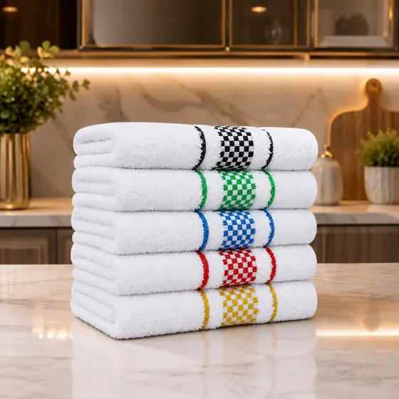 Kit 5 Panos de Prato Xadrez Premium 100% Algodão Atoalhados Super Absorventes e Duráveis