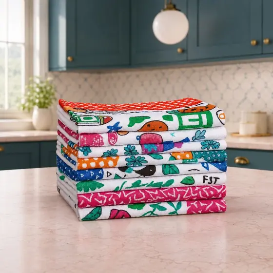 Kit 8 Panos de Copa Estampados 100% Algodão 40x60cm Super Absorventes para Cozinha Dia a Dia