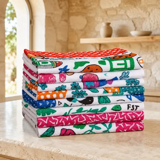 Kit 3 Panos de Copa Estampados 40x60cm 100% Algodão Super Macios Alta Absorção para Cozinha