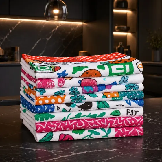 Kit 10 Panos de Copa 40x60cm Estampados 100% Algodão Alta Absorção Maciez e Durabilidade