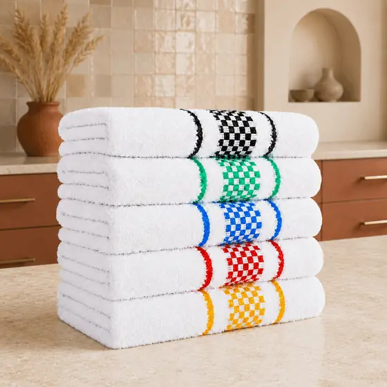 Kit 5 Panos de Prato Premium Atoalhados Xadrez 100% Algodão Alta Absorção e Secagem Rápida