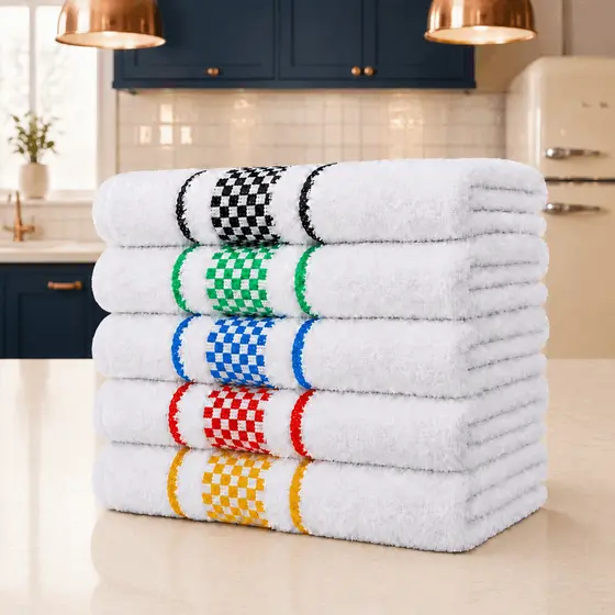 Kit 8 Panos de Prato Atoalhados Xadrez Super Absorventes 100% Algodão Reforçados para Cozinha