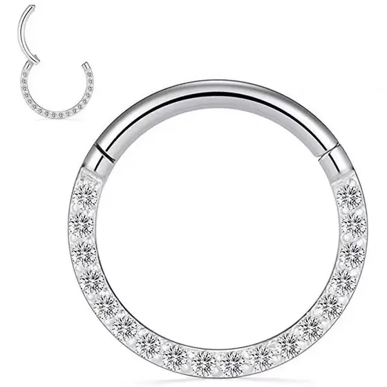 Piercing Nariz, Helix, Tragus, Septo Cravejado com Zircônia Prata