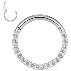 Piercing Nariz, Helix, Tragus, Septo Cravejado com Zircônia Prata