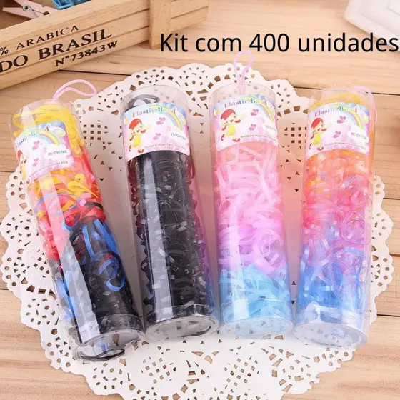 Kit 400 Elastico de cabelo borrachinha liguinha de cabelo silicone infantil.