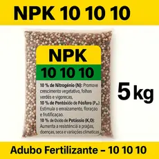 Adubo Fertilizante 5kg - NPK 10-10-10 - Horta, Jardim, Plantas, Flores , Gramado, Rosa Deserto