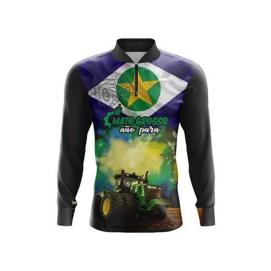 Camisa Camiseta Masculina Agro Proteção Uv50 Mato Grosso Não Para