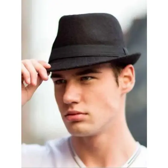 Chapéu Fedora Aba Curta Masculino Feminino Clássico Preto Lindo Super Estiloso Para o Dia a Dia
