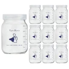 Pote de Vidro 200ml para Leite Materno com Tampa Plástica Super Mamãe