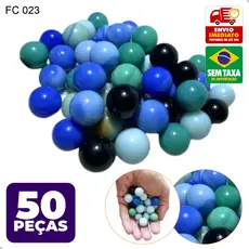 Kit Bolinha de Gude Vidro Bolicão Americana Leitosa 50 Peças 99Toys