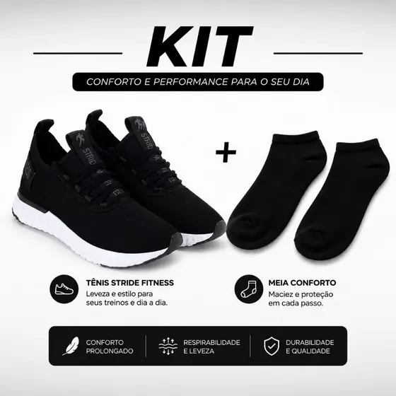 KIT - Tênis Masculino Feminino Esportivo Antiderrapante Caminhada Academia Extremo Conforto + Meia
