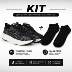 KIT - Tênis Masculino Feminino Esportivo Caminhada Academia Extremo Conforto Leve + Meia