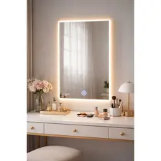 Espelho LED 30x40/40X50/50X60 Touch On/Off | Iluminação Elegante | Ideal para Banheiro e Maquiagem