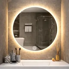 Espelho Redondo LED Luz quente Touch Design Moderno Banheiro Premium red90/80/70/60/50/40/30