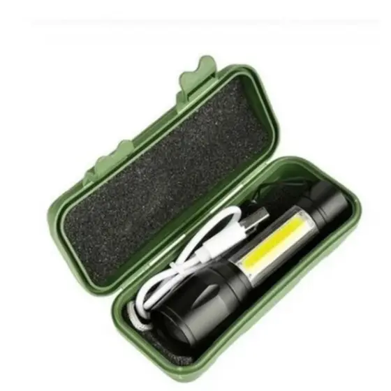 Mini Lanterna Tática com led e zoom recarregável HX4409