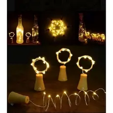 Fio de led com rolha para garrafa, 2 metros 20 led branco quente