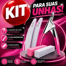KIT ALICATE + 2 Lixas BUMERANGUE + 2 LIXAS BLOCO Manicure Profissioonal Unhas Pé Mão