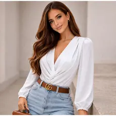 Blusa Body Tecido Duna Nao Amassa Manga Longa Princesa Bulfante
