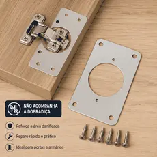 Kit Placas Para Conserto De Dobradiça Armário Mdf Porta Reparo