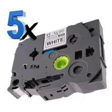 Fitas Rotuladoras Tze Tz 231 Compatível 12mm Branco - Kit C/5 Fitas