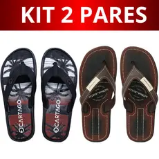 Kit 2 Pares Chinelo Slide Masculino Sandália Papete Borracha Antiderrapante Macio Confortável Praia