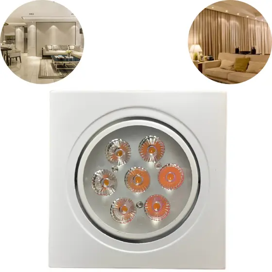 Kit 4 Spot De Led 7w Embutir Teto Direcional Quadrado Bivolt 3500k/6500k