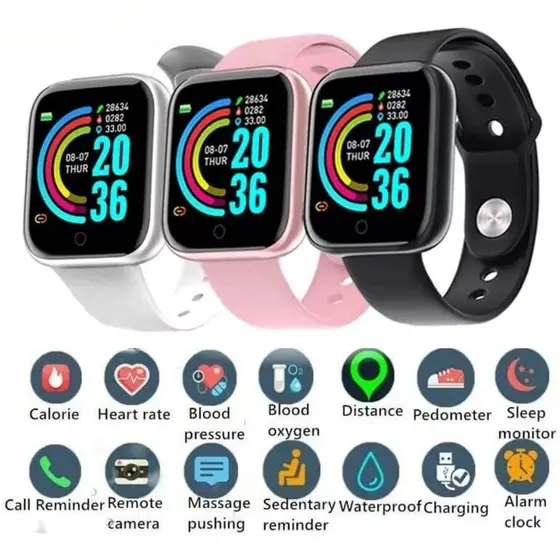Relógio Inteligente D20 PRO Y68 Com Marcação De Batimentos Cardíacos Smartwatch Resistente Á Água