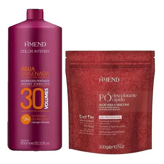Pó Descolorante Aloe Amend Profissional + Água Oxigenada Volume 30 950 ml