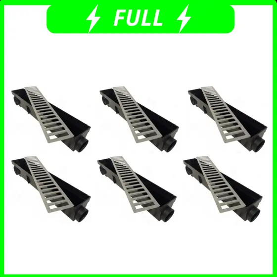 6 ralo linear 8x50cm grelha com caixa coletora para área externa , garagem , piscina , quintal