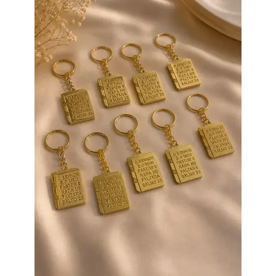 20 Chaveiros Religiosos em Metal Modelo Livro 7cm