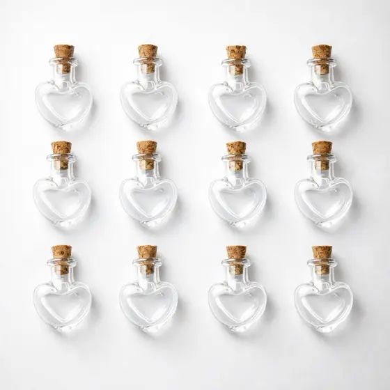 10 Mini Garrafas De Vidro Vazia , Deriva Transparente , Com Rolha De Cortiça , Frasco De Perfume Pingente De , Para ,