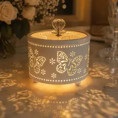 Caixa Decorativa Metal Branco com Tampa de Vidro | Porta-Doces, Joias e Lembrancinhas para Mesa e Eventos.